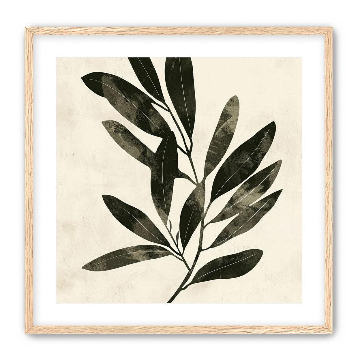 Charcoal leaves on ivory paper