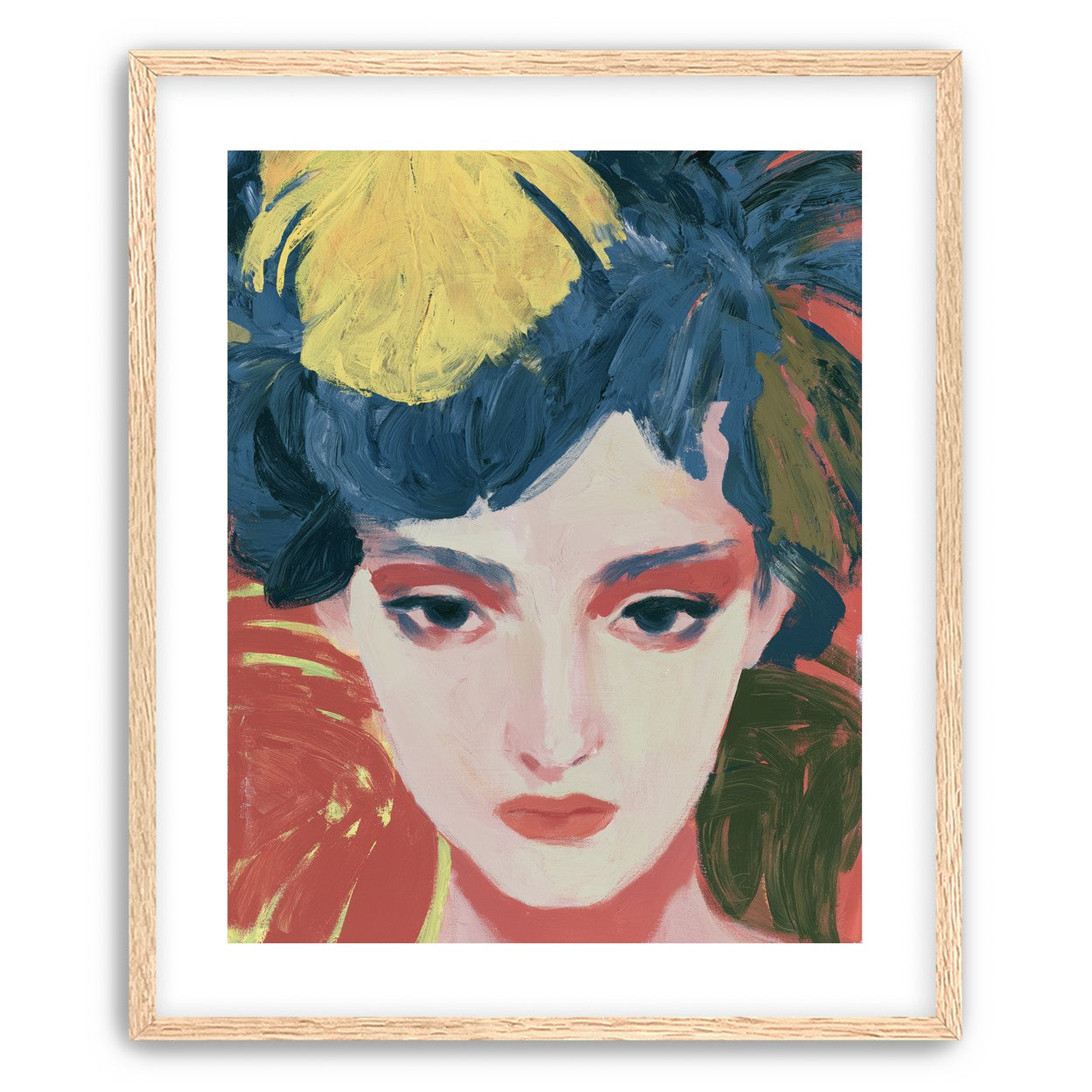 Yellow weight over her gaze