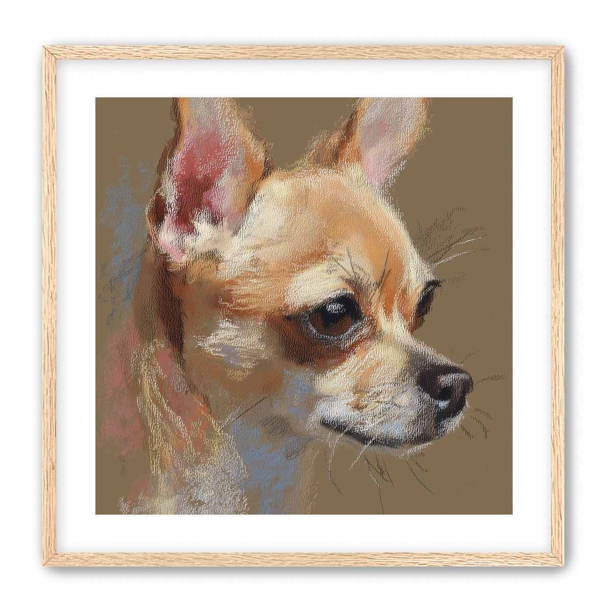 Pastel dog in profile