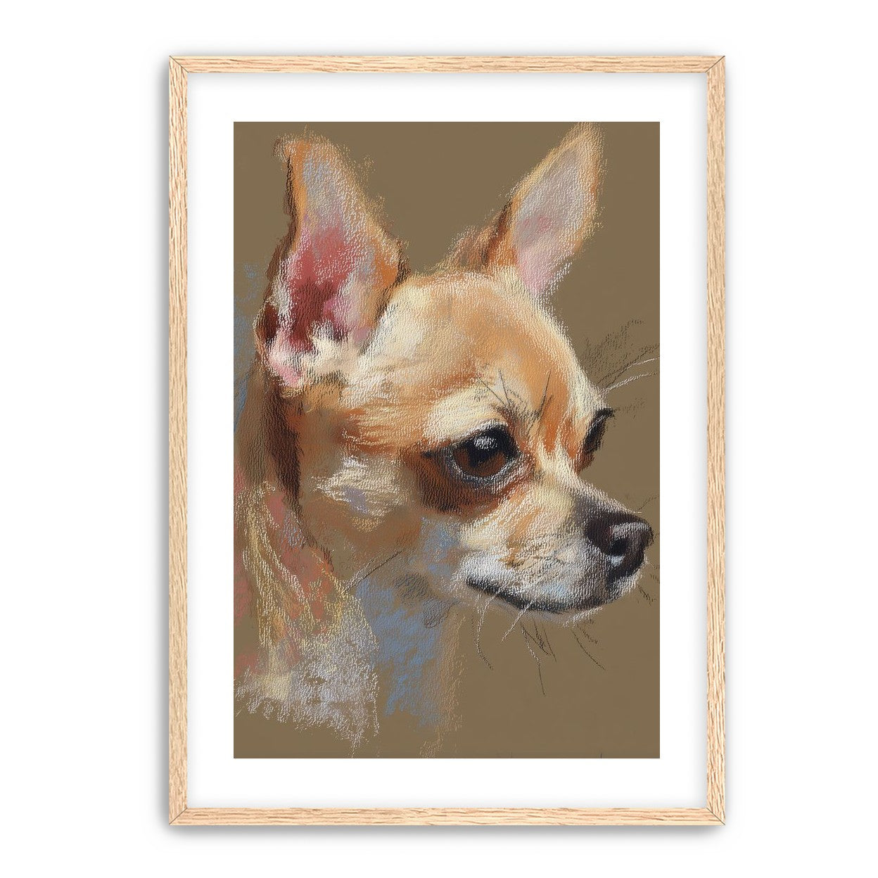 Pastel dog in profile