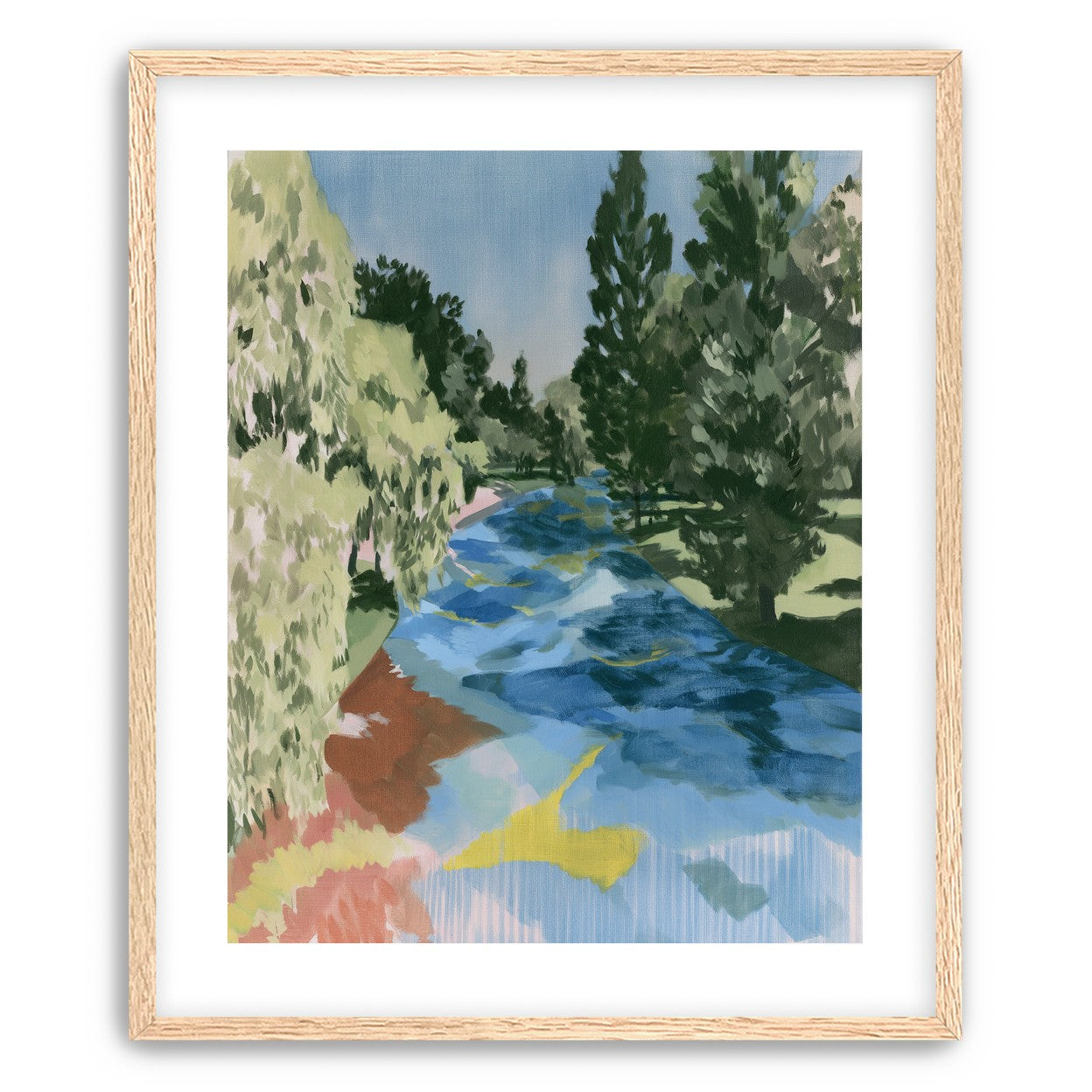 Blue bend under pines