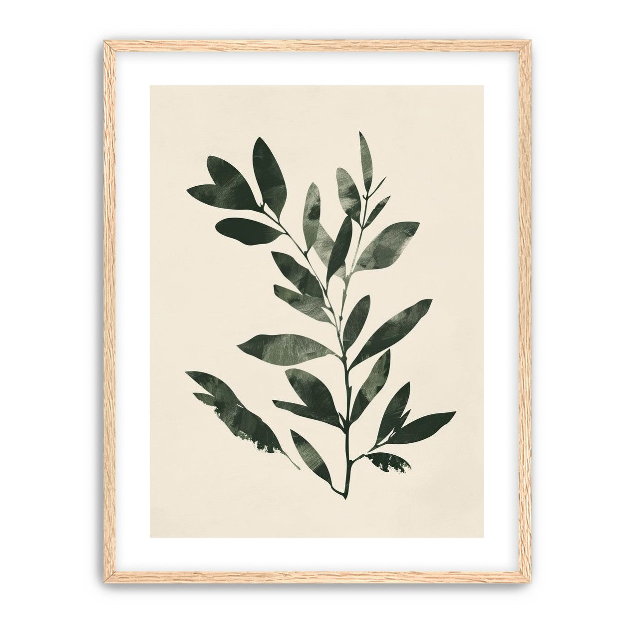Dark green leaves on cream