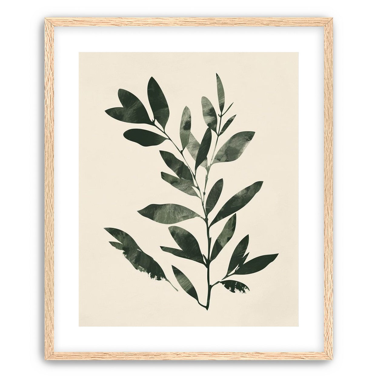 Dark green leaves on cream