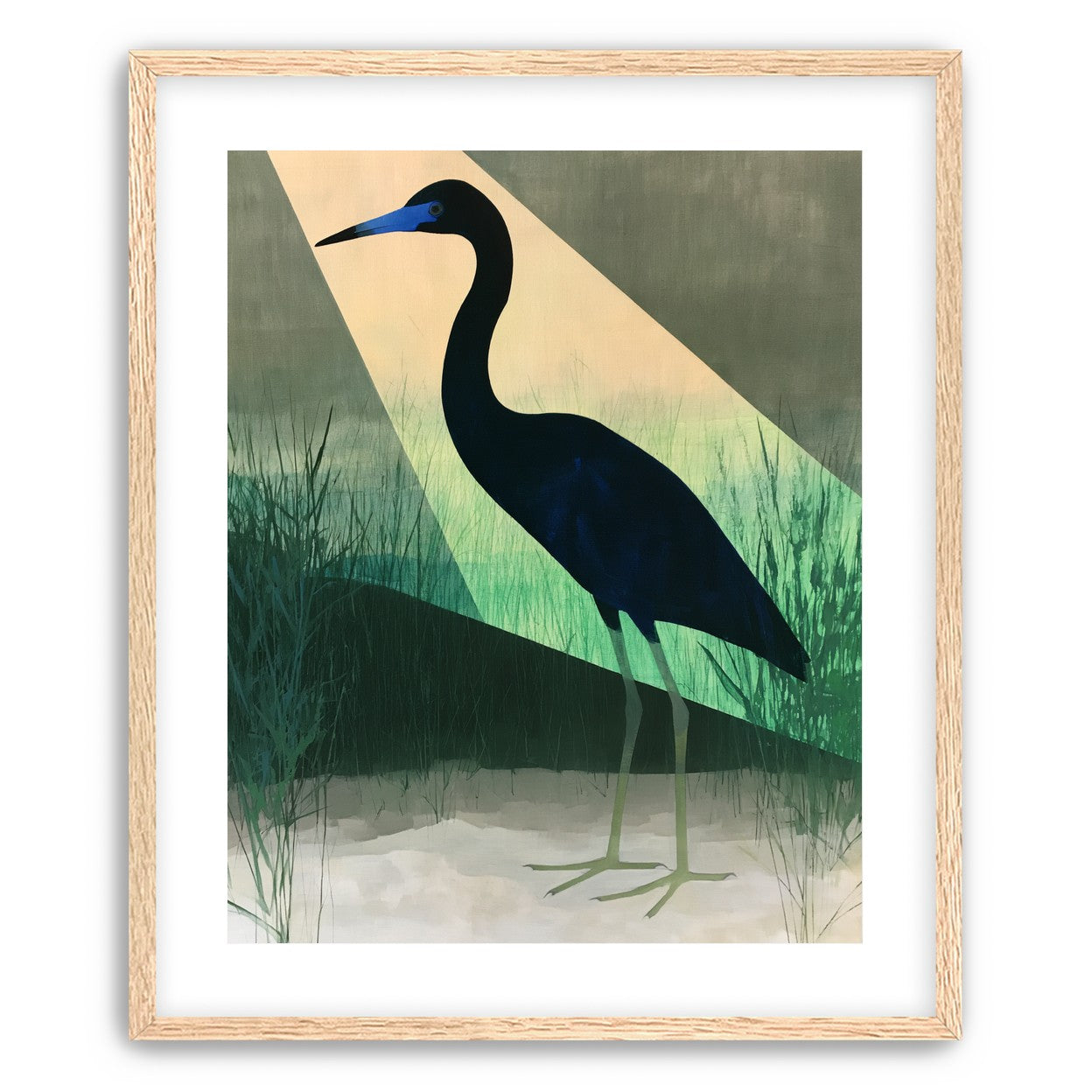 Blue beak in green light