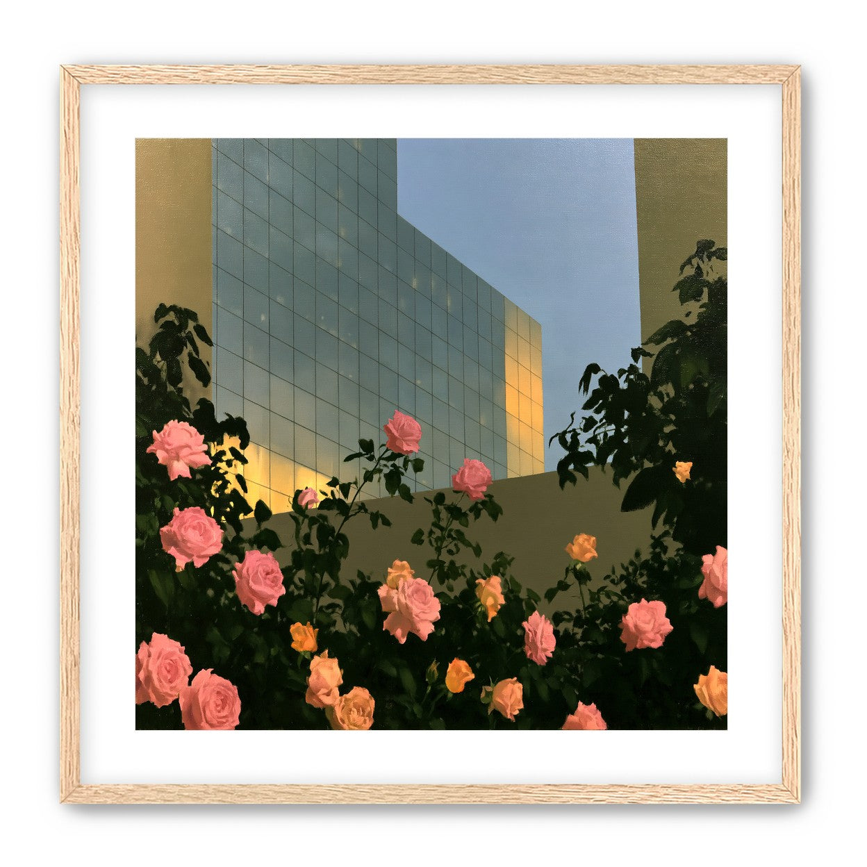 Roses against the glass wall