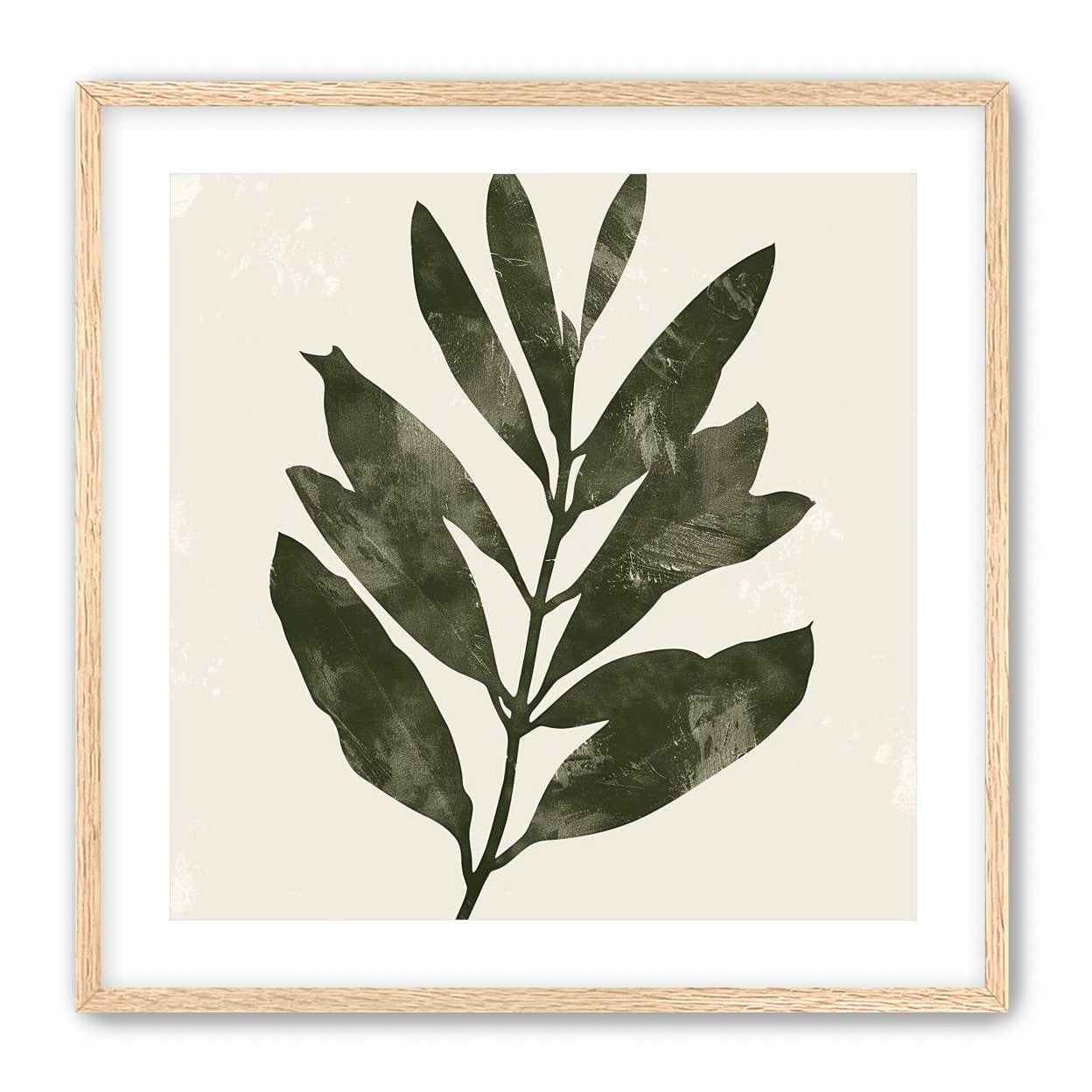 Still branch on pale paper