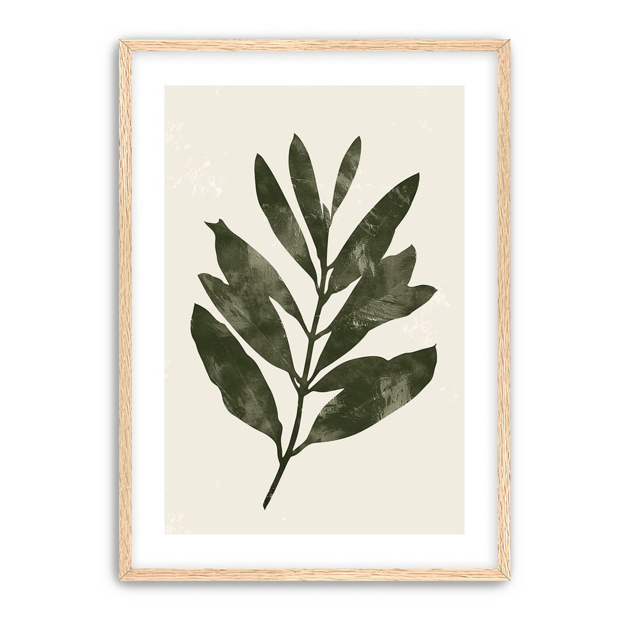 Still branch on pale paper