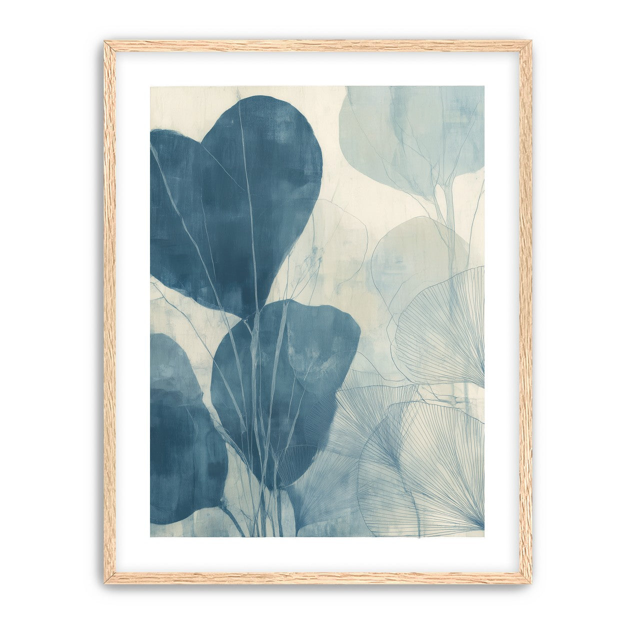 Leaves among pale blue space