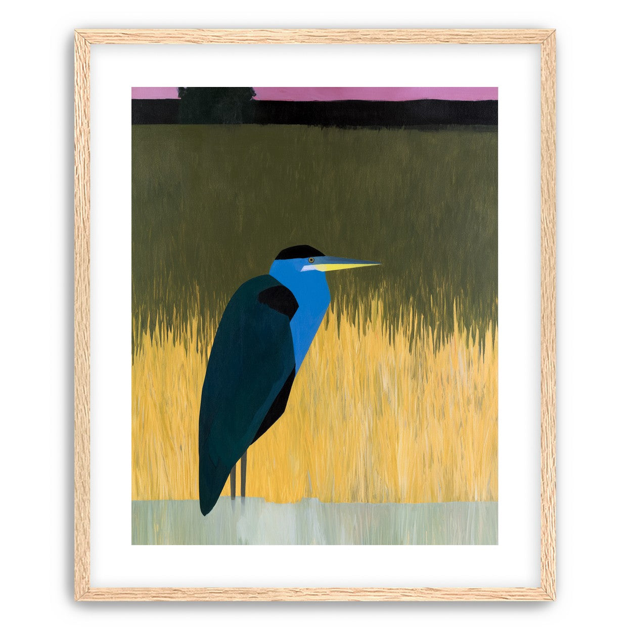 Blue bird in yellow grass