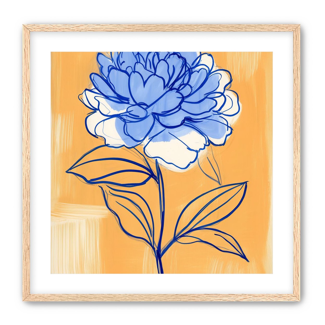 Blue Flower on Orange Field