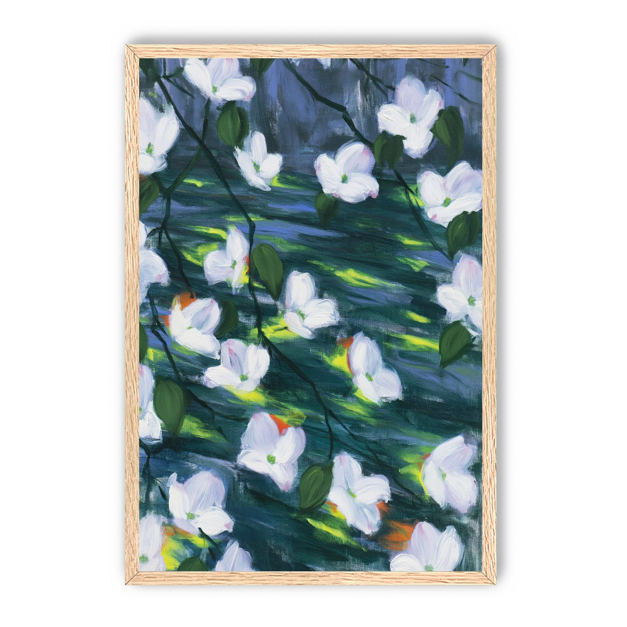 White blossoms on dark water