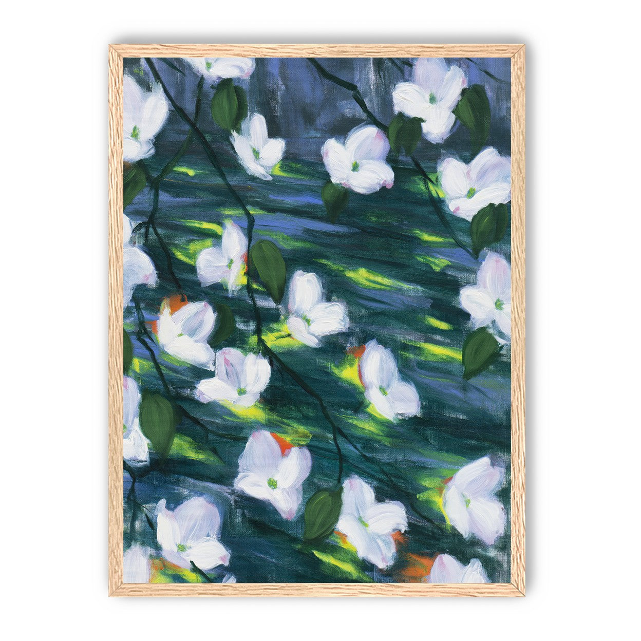 White blossoms on dark water