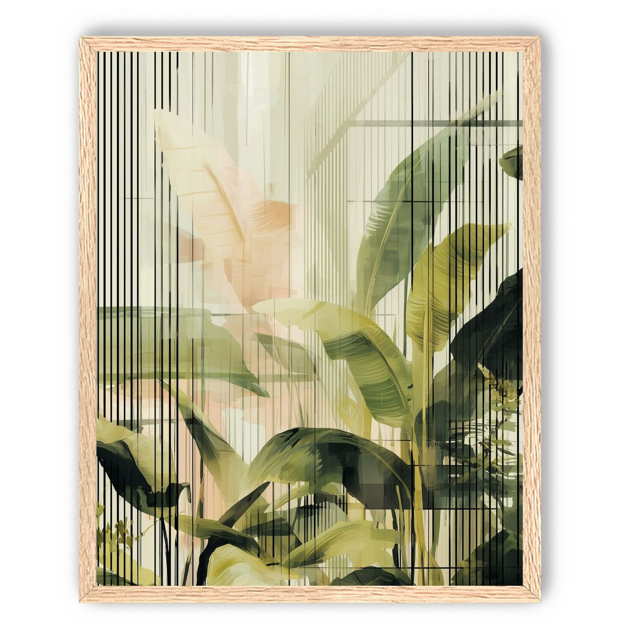 Green leaves in peach light
