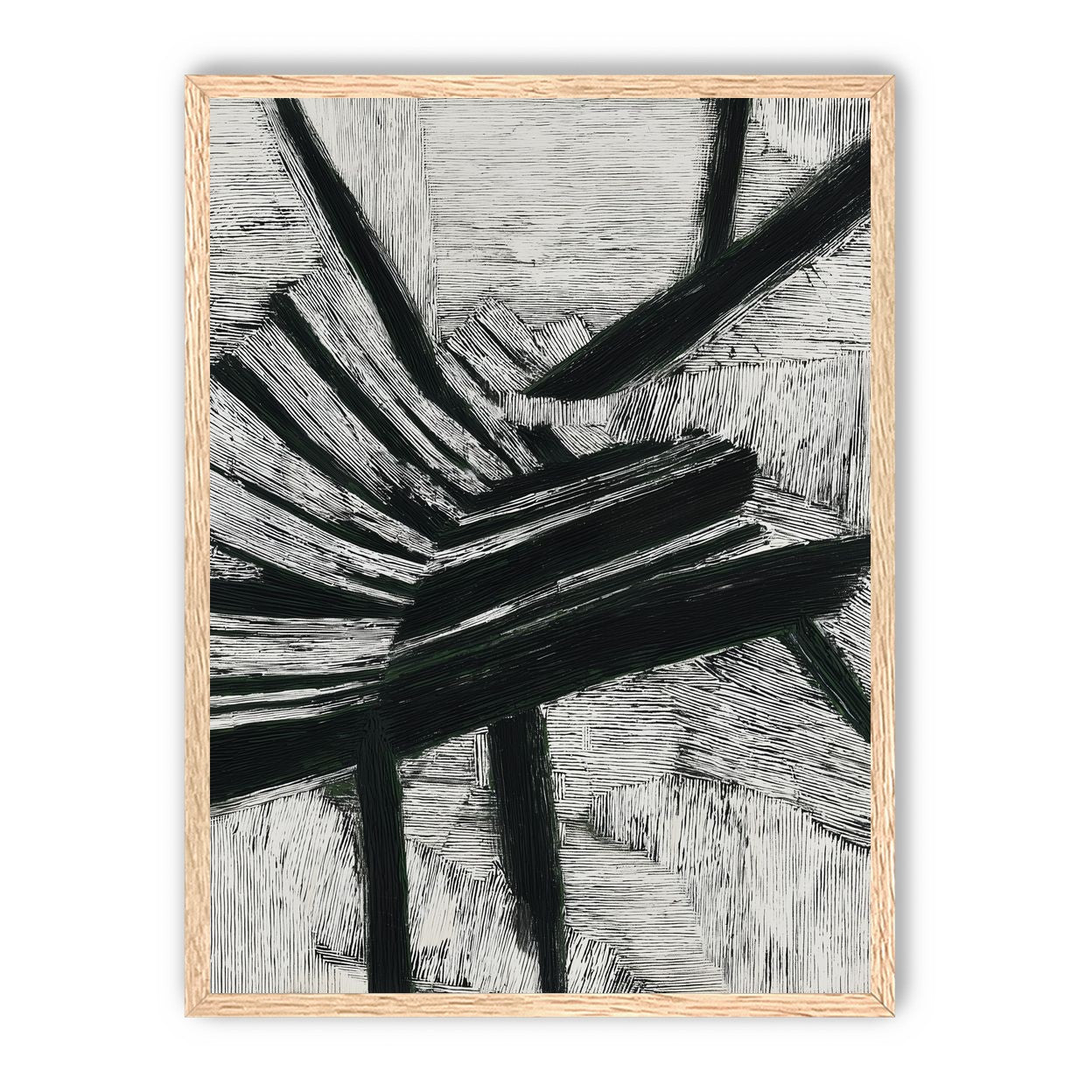 Black cuts through white grain