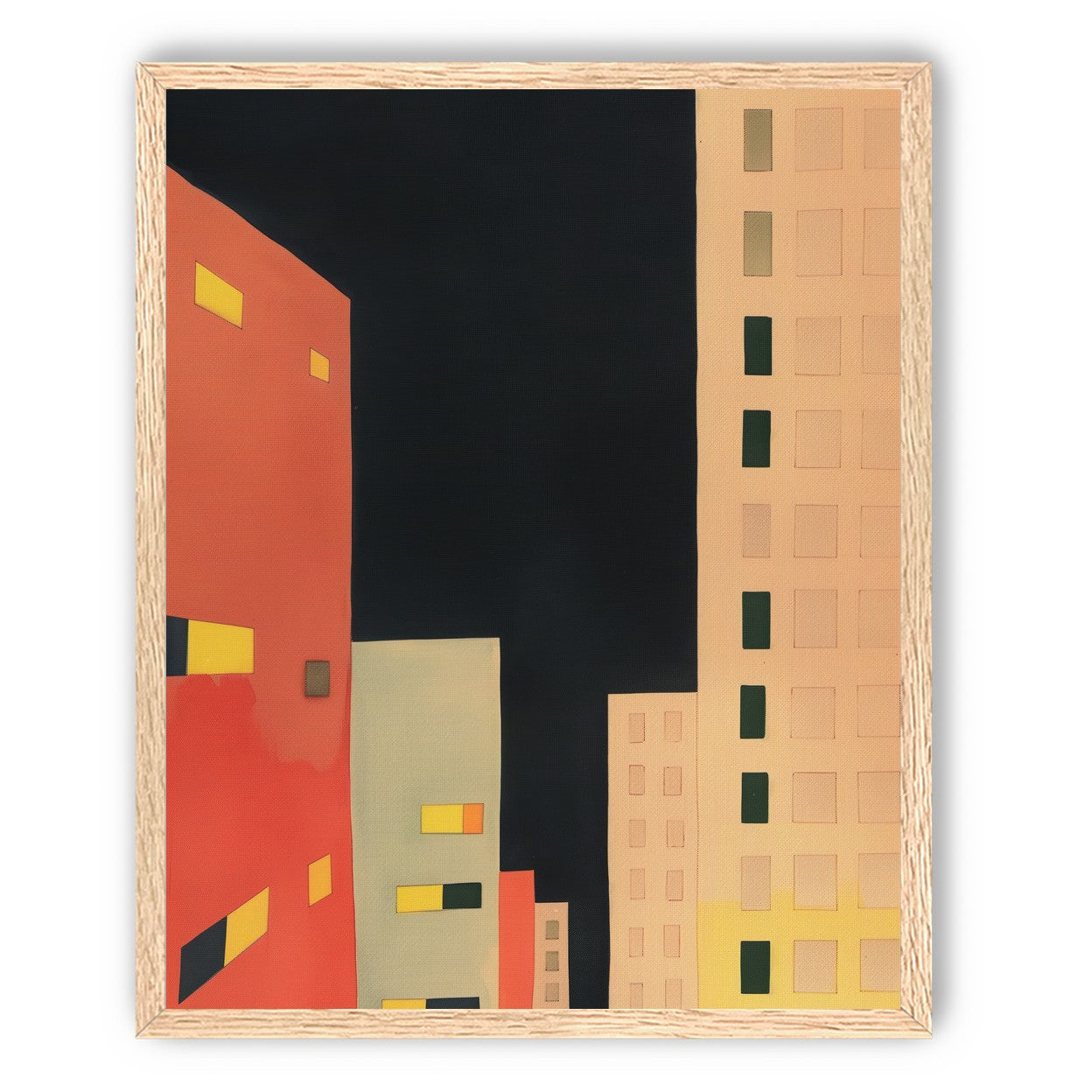 Lit windows in black sky