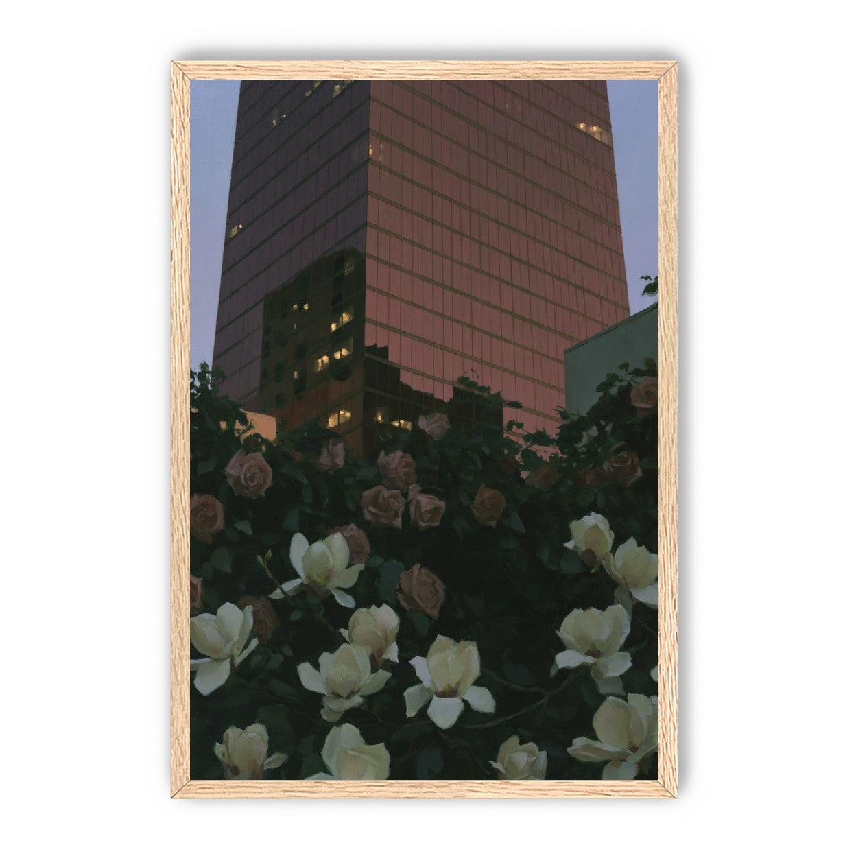 Pink tower above magnolias