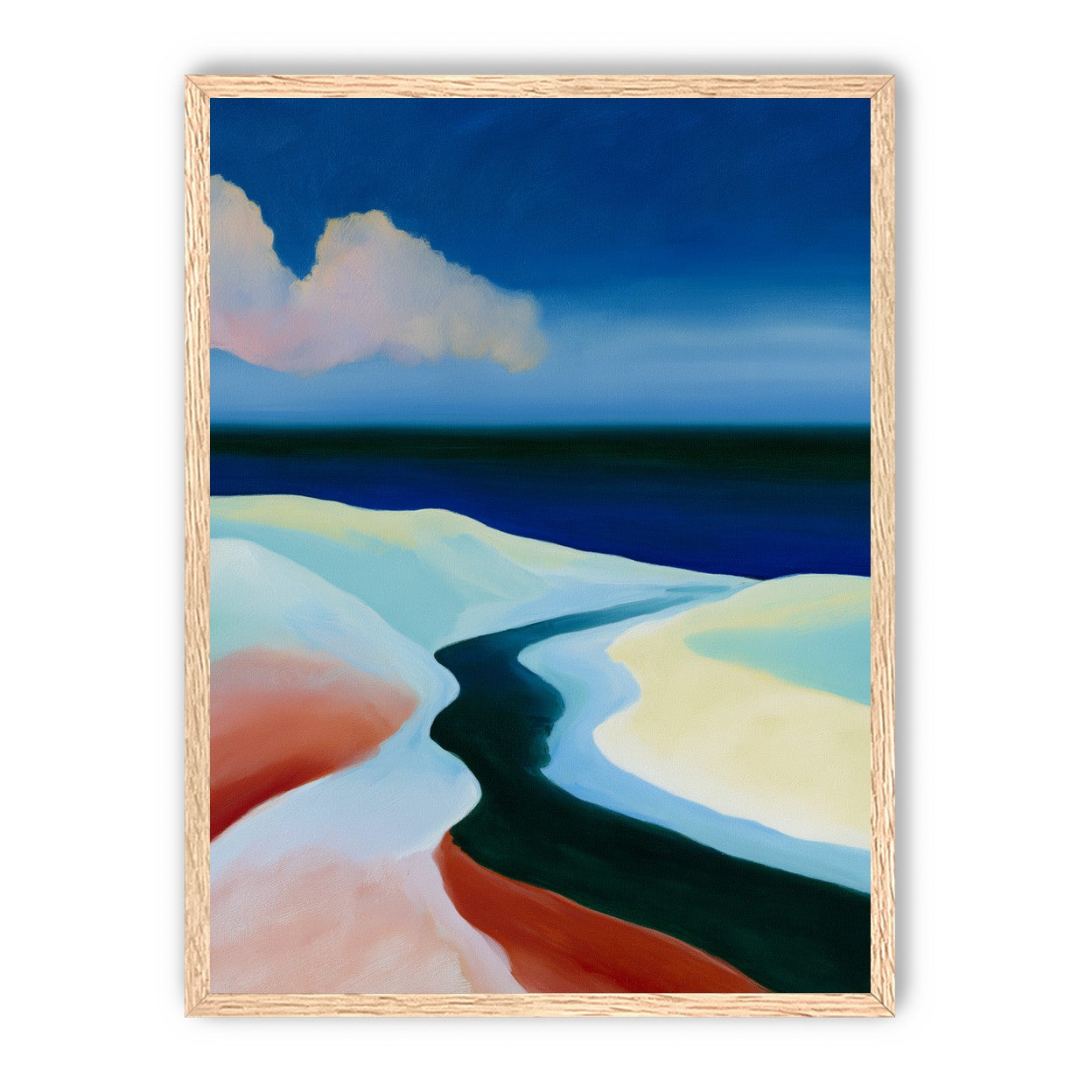 Deep blue over pale dunes