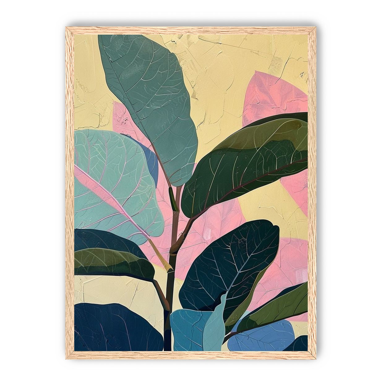 Leaves leaning into pink light