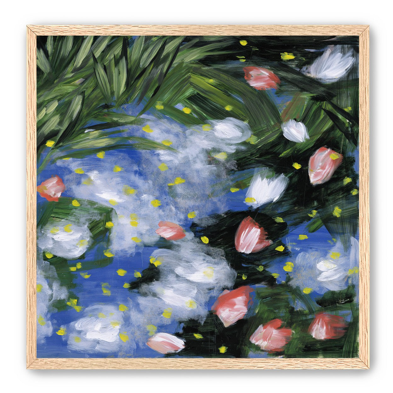Yellow flecks on blue ground