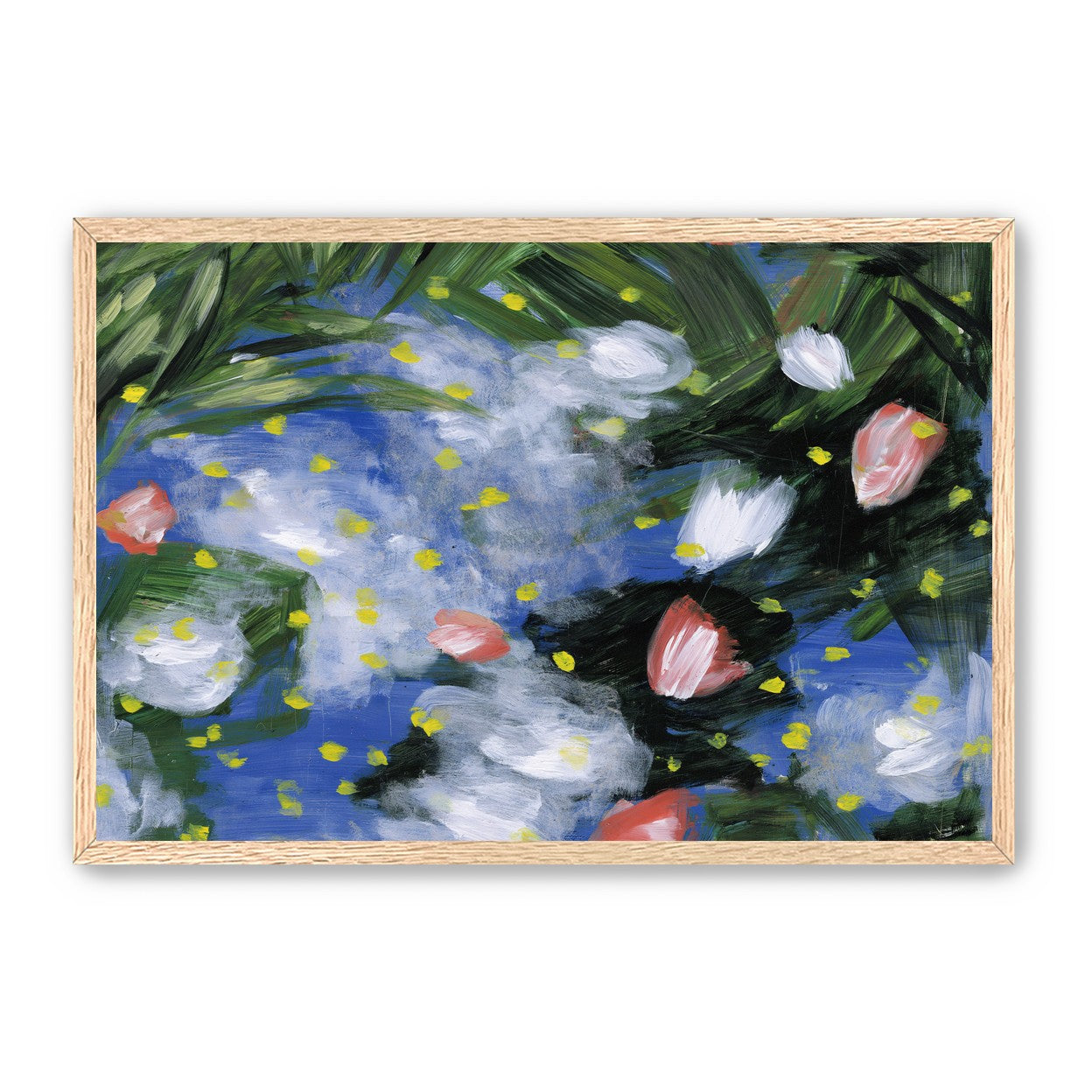 Yellow flecks on blue ground