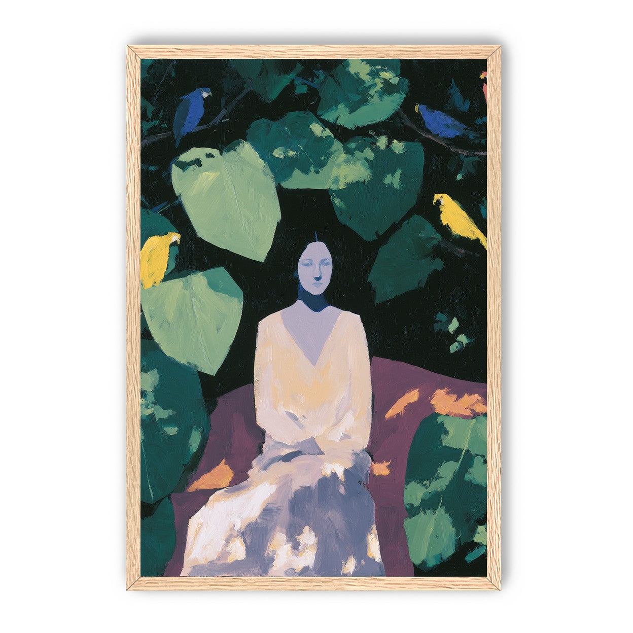 Pale dress under green leaves
