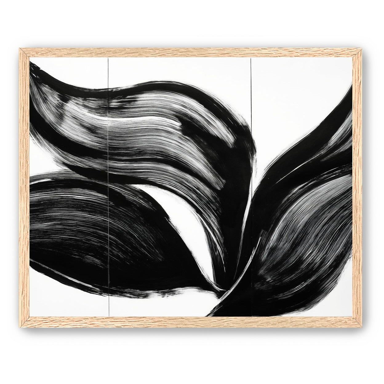Three petals in black ink