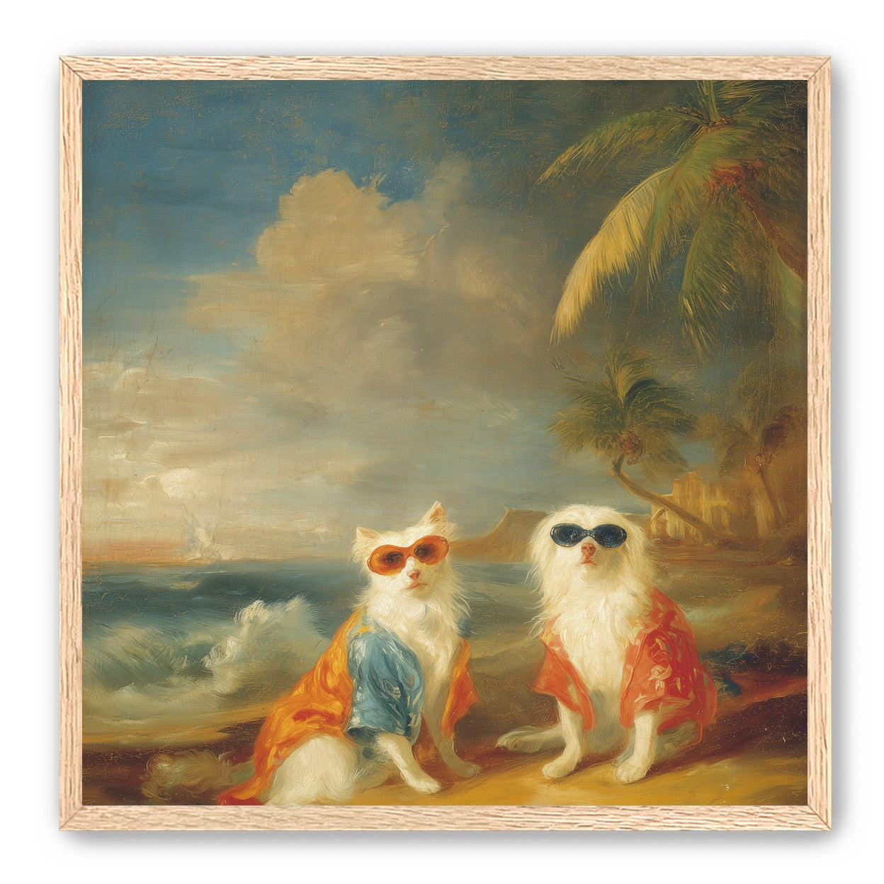 Sunglasses cats on the beach