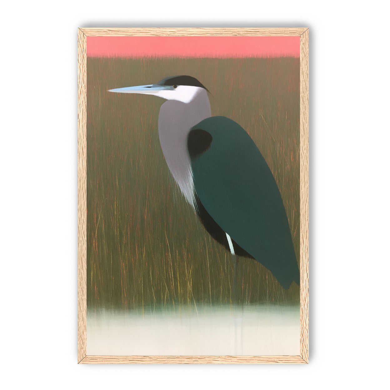 Heron in pink dusk