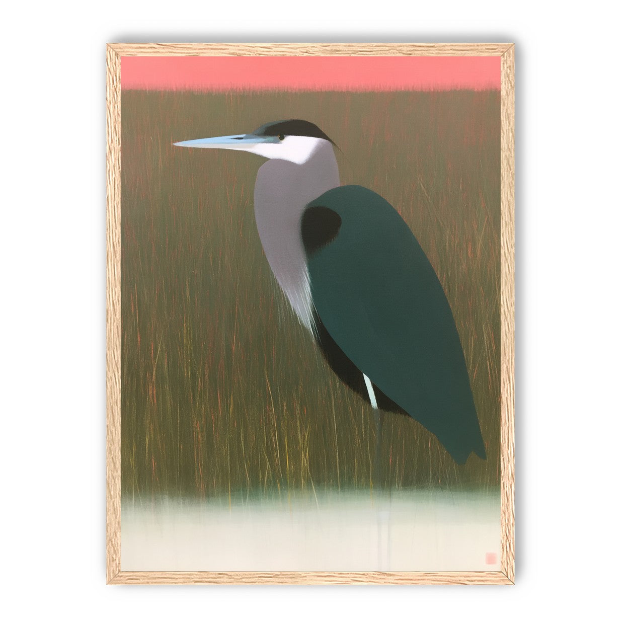 Heron in pink dusk