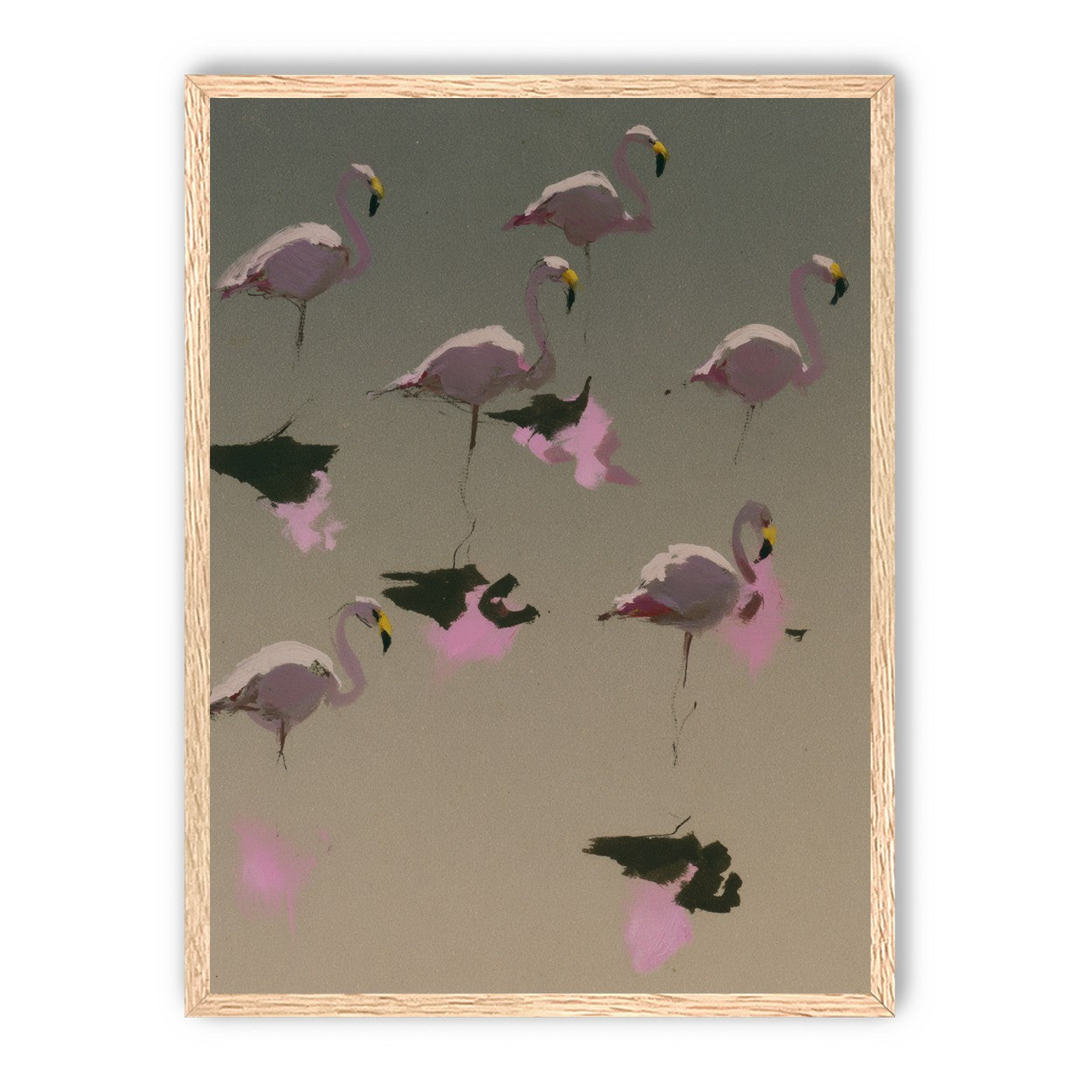 Flamingos in still water