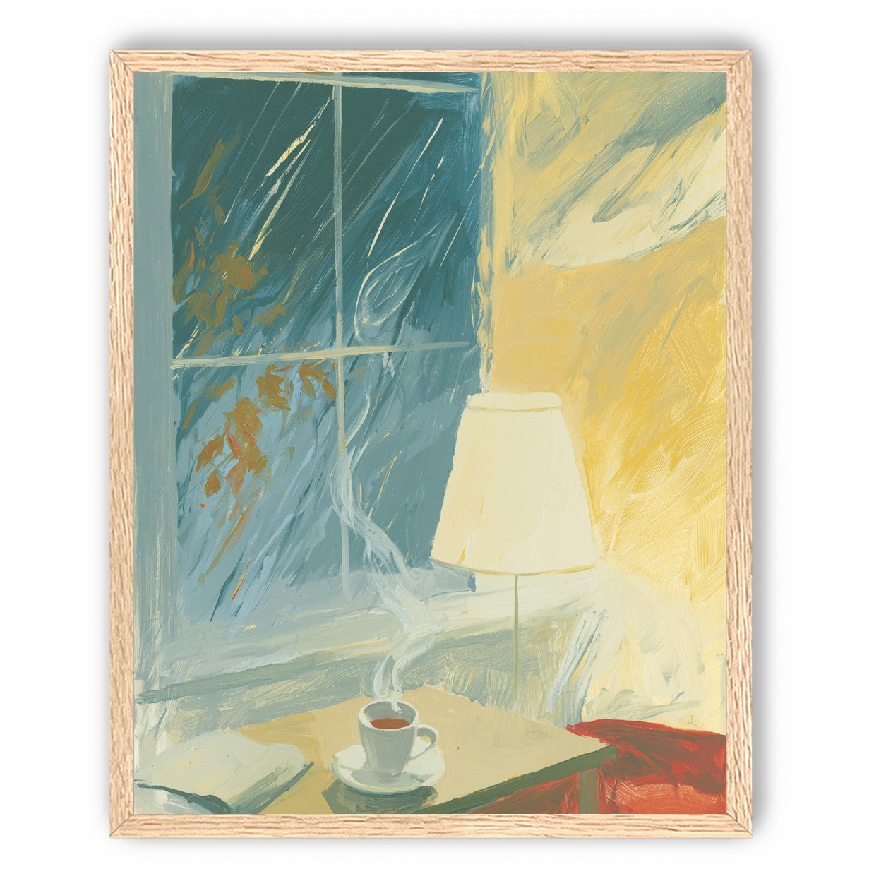 Steam against the rainy window