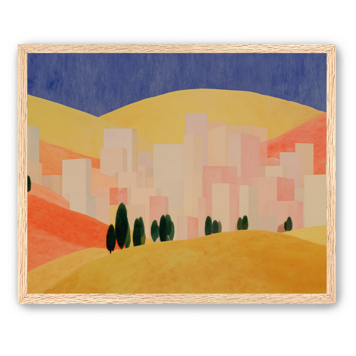 Blue sky over peach city