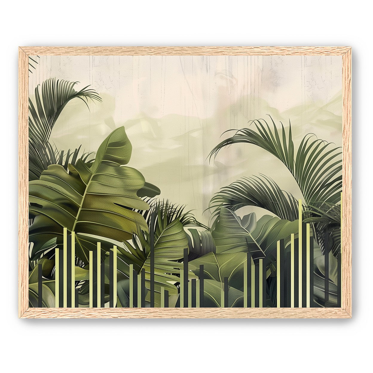 Pale sky over green fronds