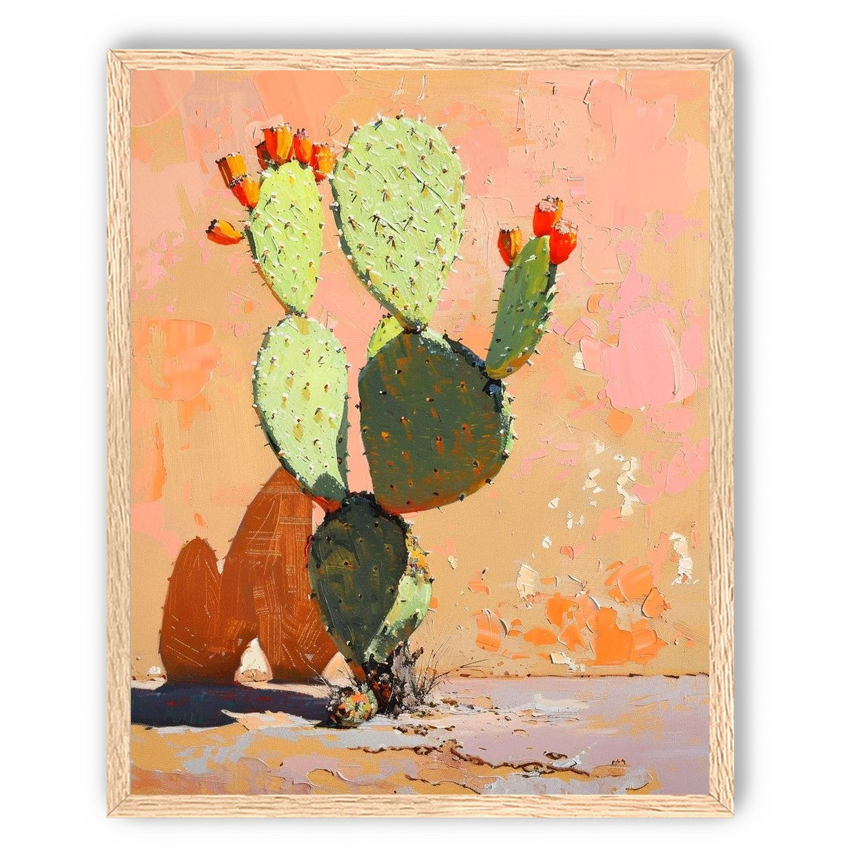 Prickly pear in sunlit plaster