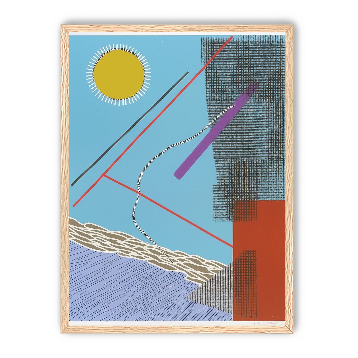 Yellow disc and crossed lines