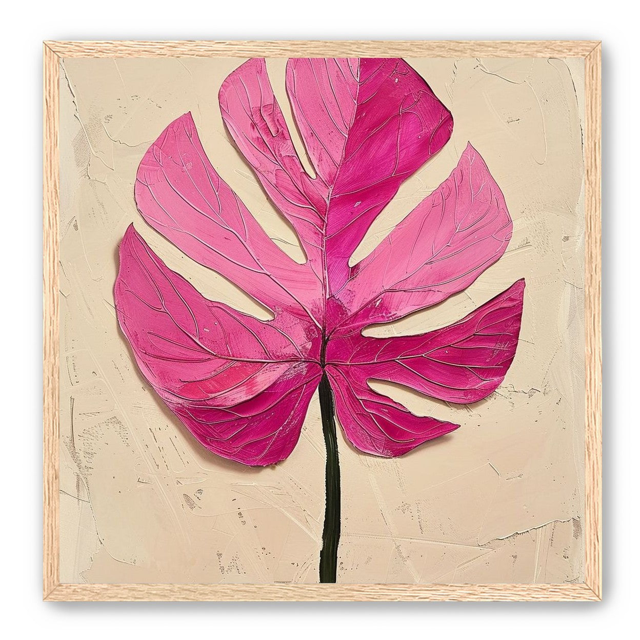 Pink leaf on plaster white