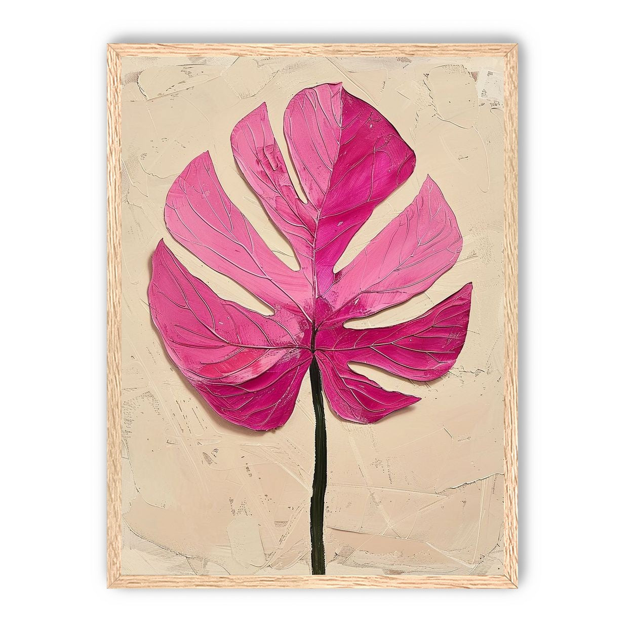 Pink leaf on plaster white