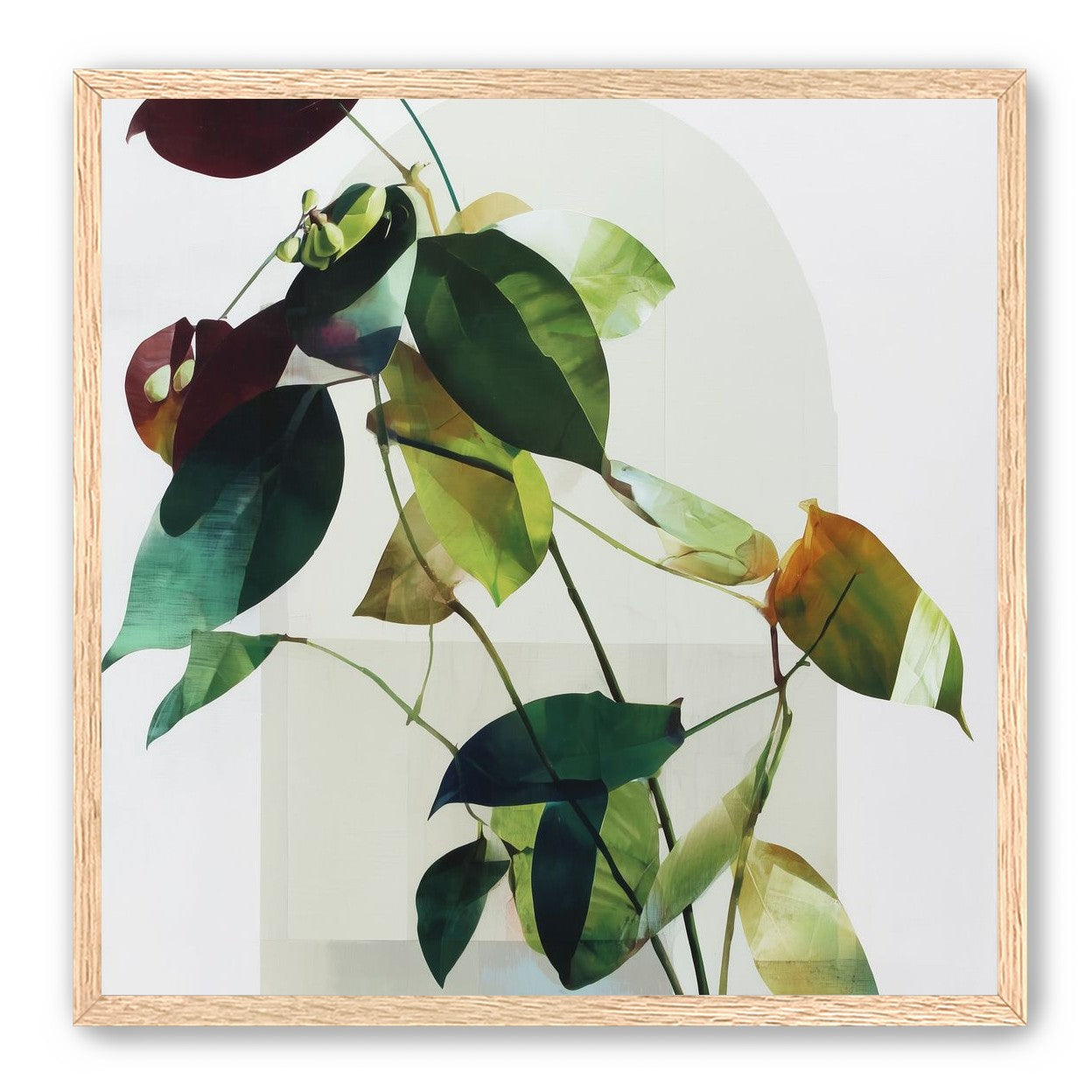 Leaves across a pale arch