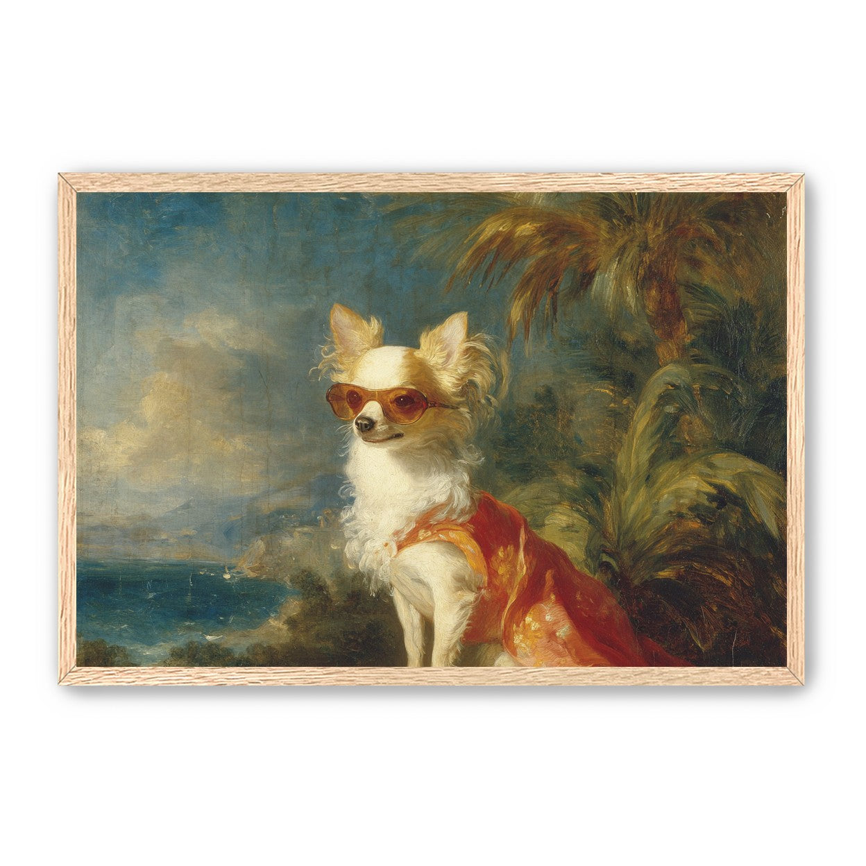Sunglasses on the seaside dog