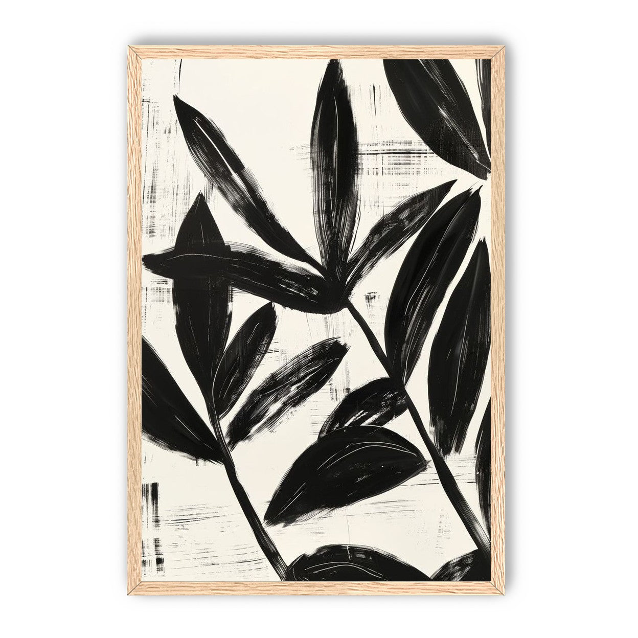 Black leaves on white grain