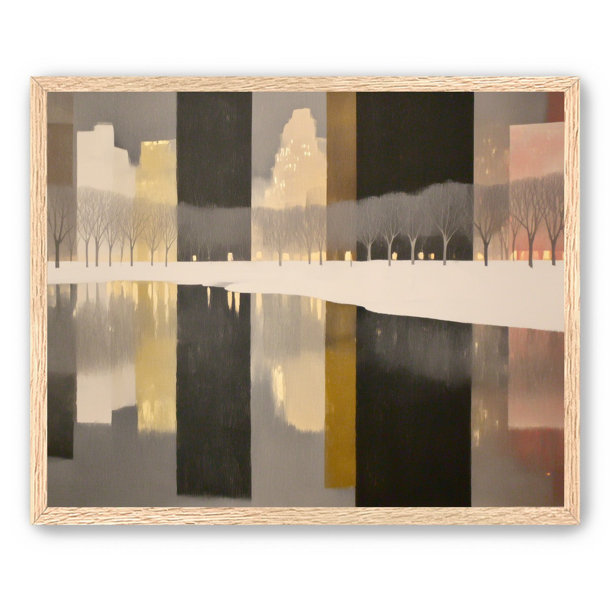 City lights in winter water