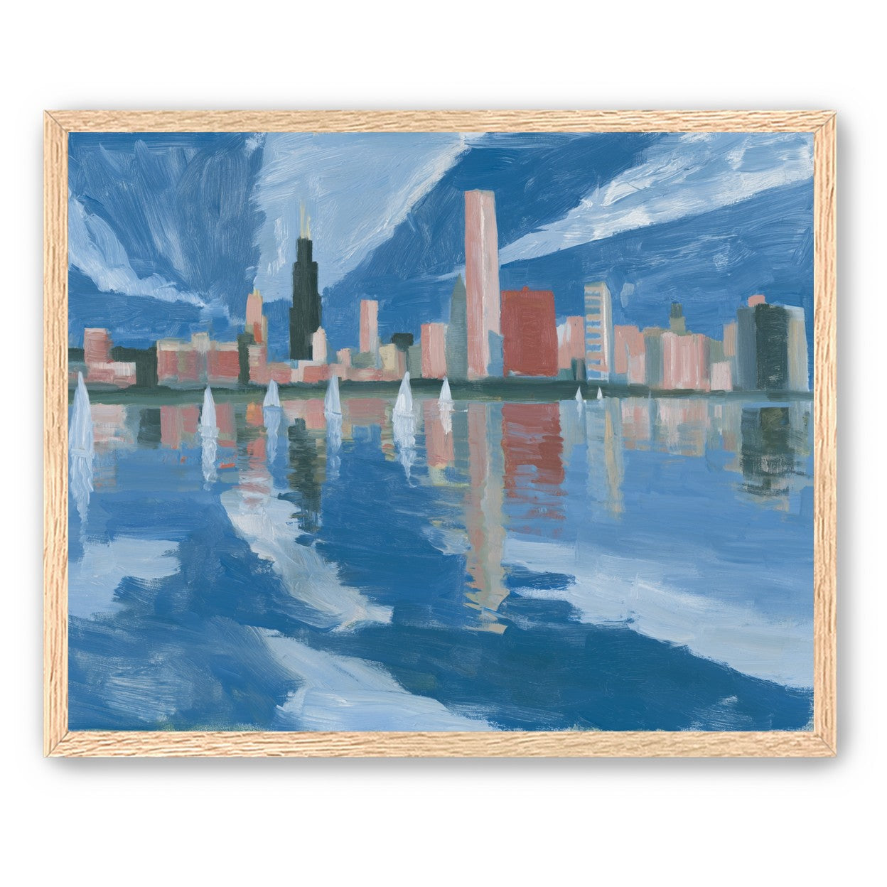 Sailboats before the mirrored skyline
