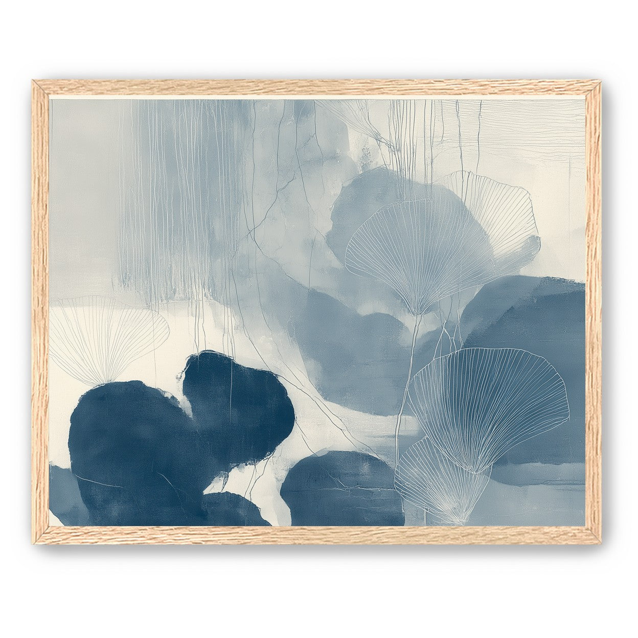 Fan leaves in blue wash