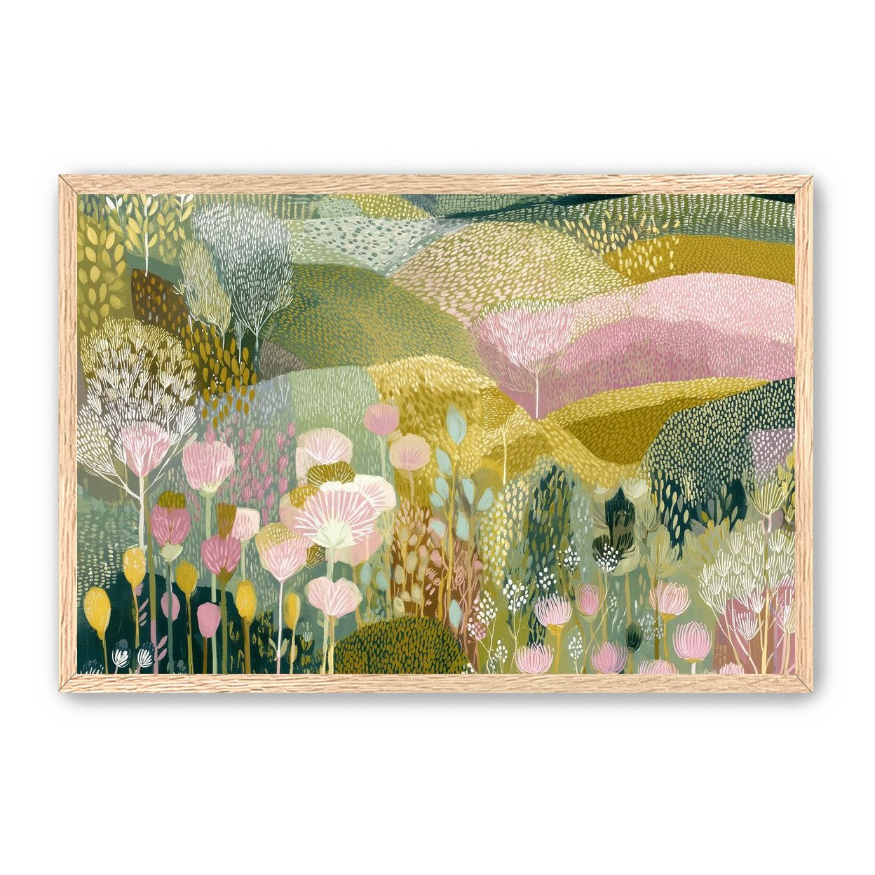 Patterned hills in bloom