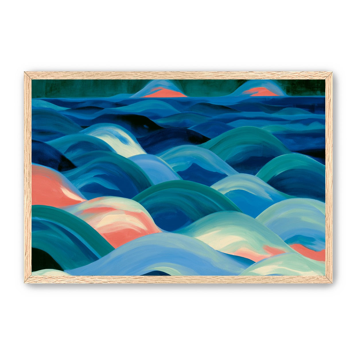 Pink light among blue waves