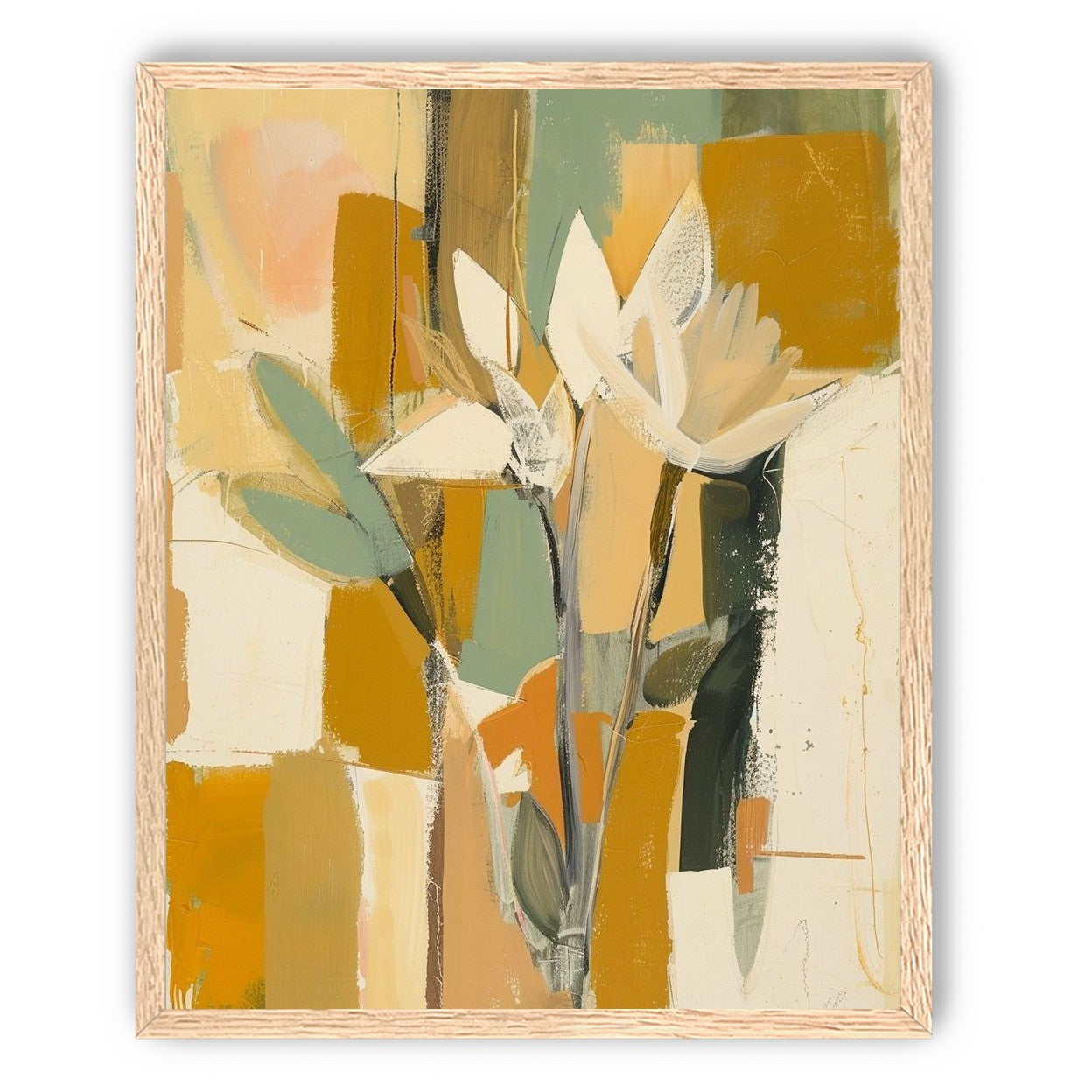 White flowers in ochre light
