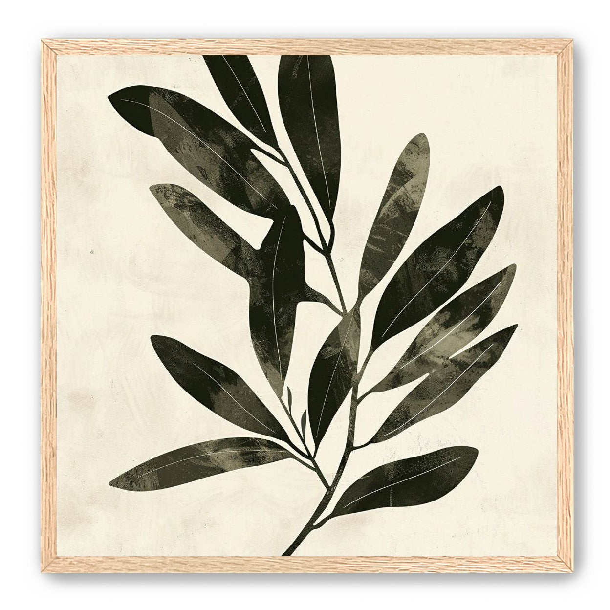 Charcoal leaves on ivory paper