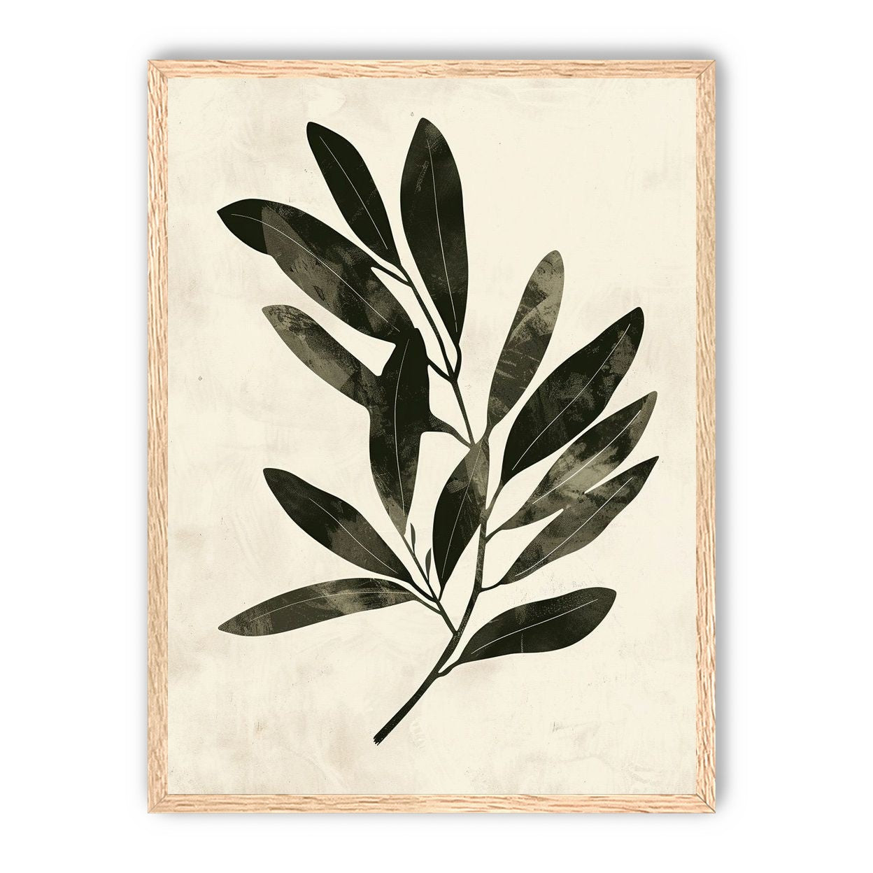 Charcoal leaves on ivory paper