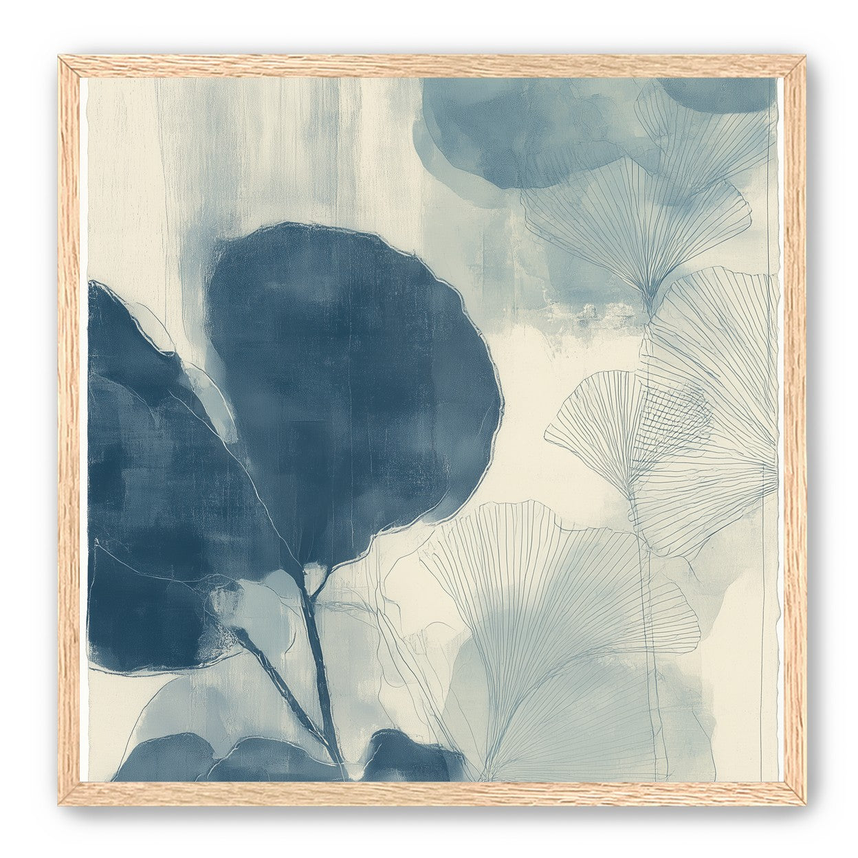 Indigo leaves on cream paper