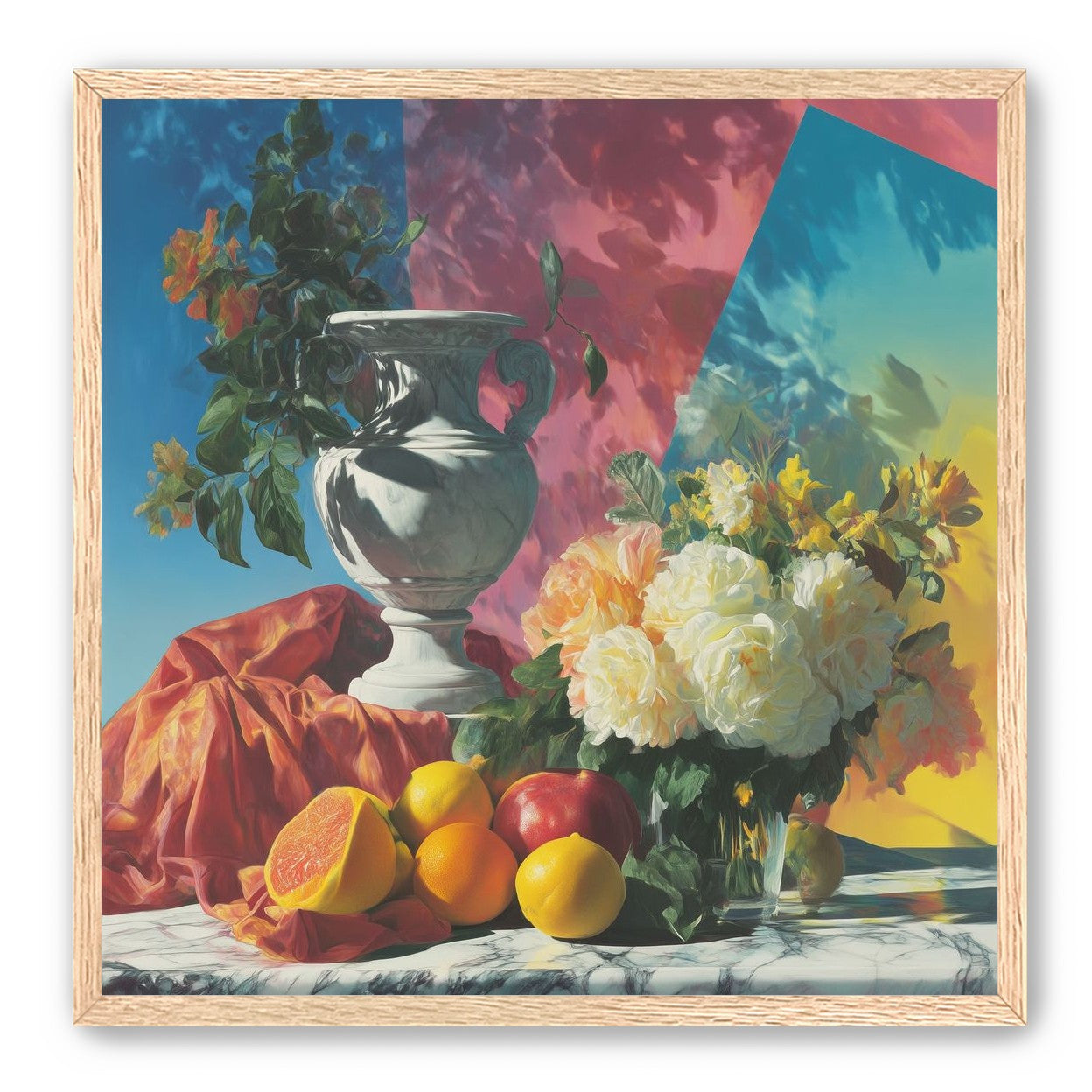 Urn and roses in hard light